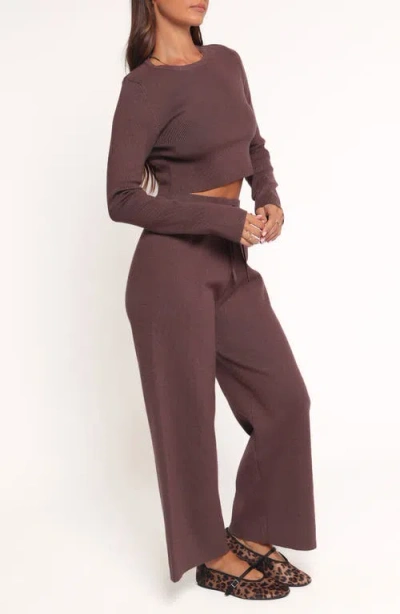 Petal And Pup Petal & Pup Ayers Long Sleeve Rib Top & Wide Leg Pants In Purple