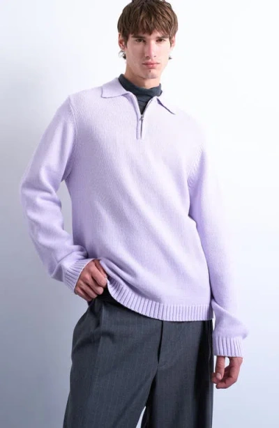 Topman Half-zip Polo Sweater In Purple