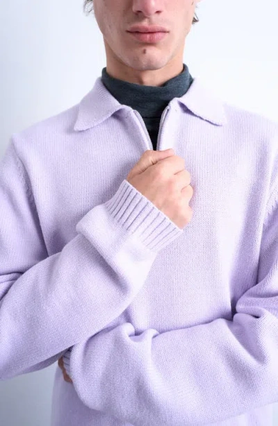 Topman Half-zip Polo Sweater In Purple