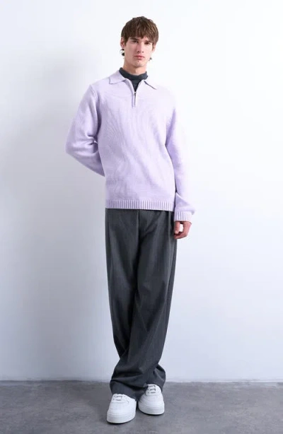 Topman Half-zip Polo Sweater In Purple