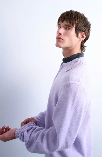 Topman Half-zip Polo Sweater In Purple