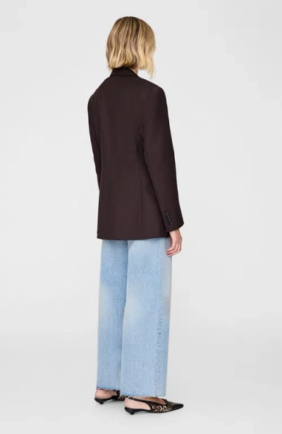 Anine Bing Single-breasted Wool Blend Jacket With Flap Pockets In Brown