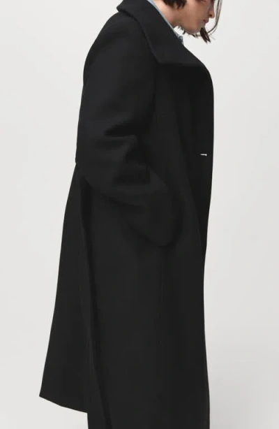 Mango Manteco Virgin Wool Blend Coat In Black