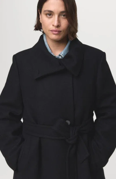 Mango Manteco Virgin Wool Blend Coat In Black