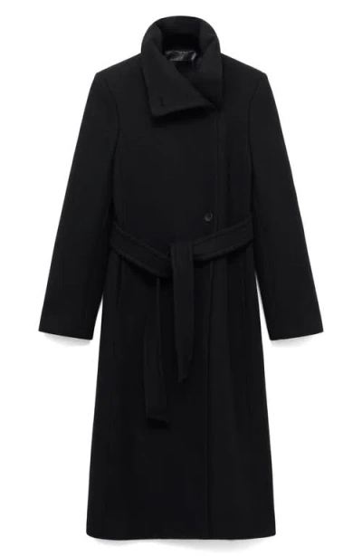 Mango Manteco Virgin Wool Blend Coat In Black
