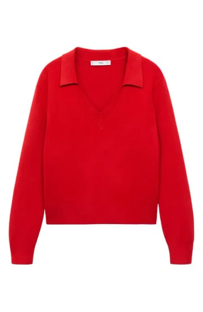 Mango Johnny Collar Sweater In Red