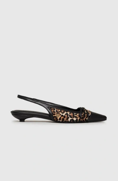Anine Bing Zoey Leopard-print Slingback Ballet Flats In Black