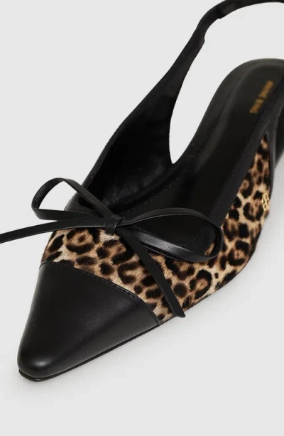 Anine Bing Zoey Leopard-print Slingback Ballet Flats In Black