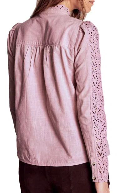 Boden Pintuck Cotton Broderie Anglaise Button-up Shirt In Pink