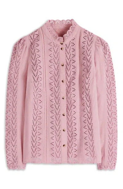 Boden Pintuck Cotton Broderie Anglaise Button-up Shirt In Pink