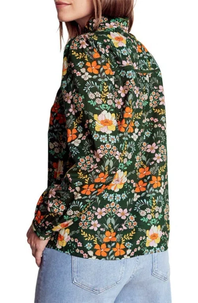Boden Helena Floral Cotton Button-up Shirt In Green