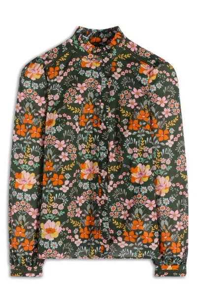 Boden Helena Floral Cotton Button-up Shirt In Green