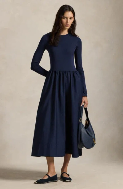 Polo Ralph Lauren Women's Cotton Long-sleeve Dress In Blue