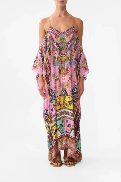 Camilla Drop Shoulder Strap Kaftan Patchwork Panorama In Multi