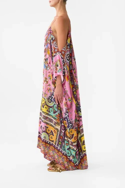 Camilla Drop Shoulder Strap Kaftan Patchwork Panorama In Multi