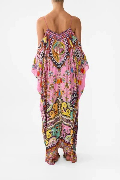 Camilla Drop Shoulder Strap Kaftan Patchwork Panorama In Multi