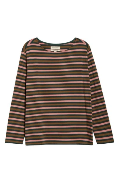 Seasalt Cornwall Sailor Stripe Long Sleeve Organic Cotton T-shirt In Brown