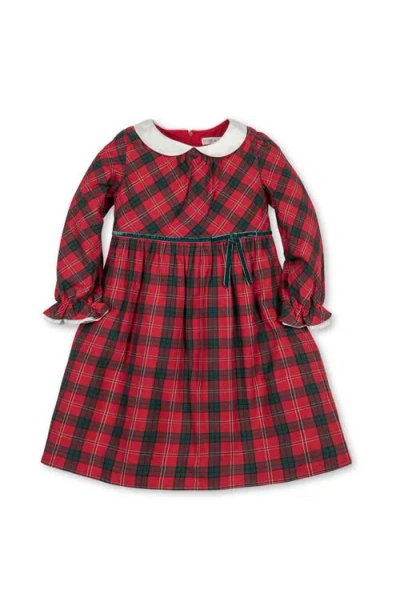Hope & Henry Kids' Organic Peter Pan Collar Dress With Ruffle Cuffs In Red