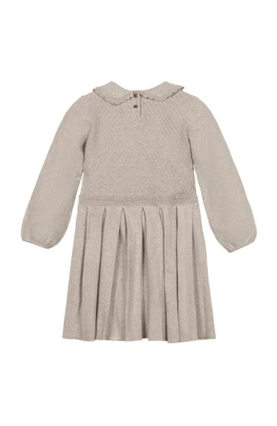 Hope & Henry Kids' Organic Peter Pan Collar Scallop Trim Sweater Dress In Gray
