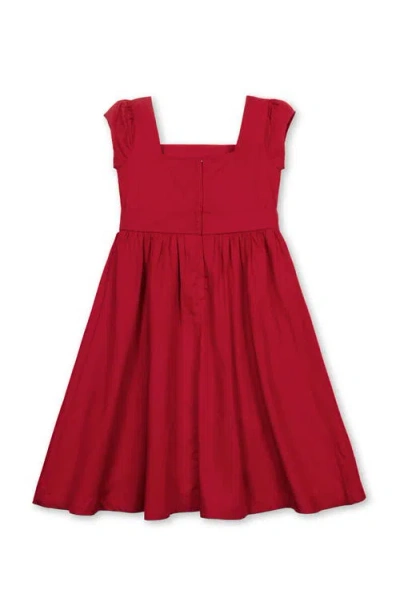 Hope & Henry Kids' Organic Cap Sleeve High Low Sateen Party Dress In Red