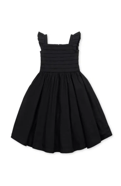 Hope & Henry Kids' Organic Pleated Bodice Sateen Party Dress In Black