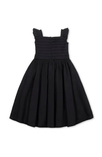 Hope & Henry Kids' Organic Pleated Bodice Sateen Party Dress In Black