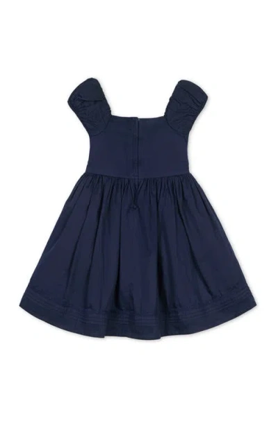 Hope & Henry Kids' Organic Puff Sleeve Pintuck Sateen Party Dress In Blue