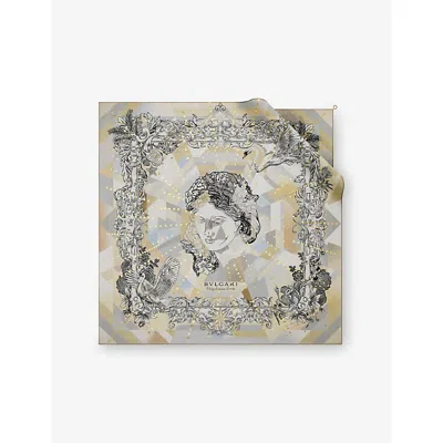Bvlgari Womens Beige Polychroma Printed Square Silk-twill Scarf In Multi