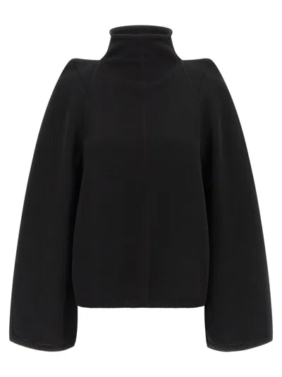 Rick Owens High Neck Long Sleeve Knit Sweater In Black