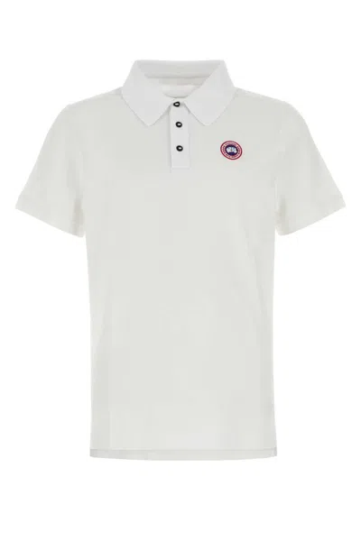 Canada Goose White Short-sleeve Polo Shirt With Traditional Collar In White