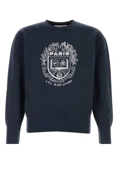 Apc A.p.c. X Marc Jacobs Long-sleeved Crewneck Sweatshirt In Blue
