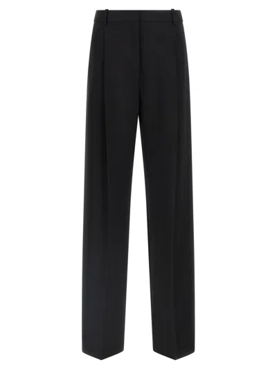 Elisabetta Franchi High-waisted Trousers With Wide Legs And Decorative Button Details In Black