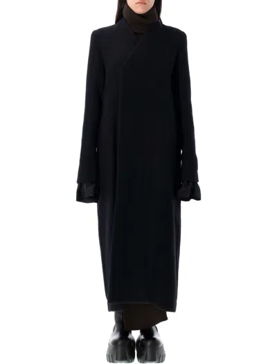 Rick Owens Long Coat Structured Back Vent In Black