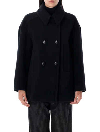 Isabel Marant Cappotto Fiby In Misto Lana Nera Donna In Black