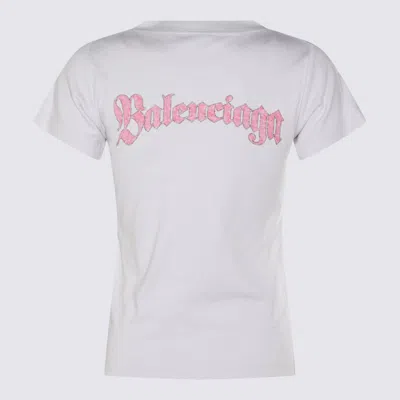 Balenciaga White T-shirt With Logo Prints In White