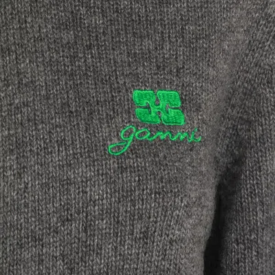 Ganni Future Knit Cardigan Crewneck In Gray