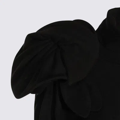 Moschino Black Turtleneck Sweater With Flower Detail In Black