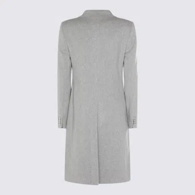 Tagliatore Longline Coat With Button Cuffs And Pockets In Neutral