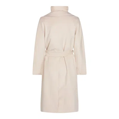 Moorer Long Quilted Jacket Belted Waist In White