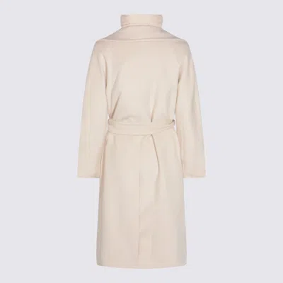 Moorer Long Quilted Jacket Belted Waist In White