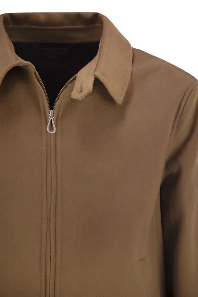 Paltò Vieri Db Biker Di Lana Con Fitting Regolare E Coulisse In Vita Full-zip. Jacket In Brown