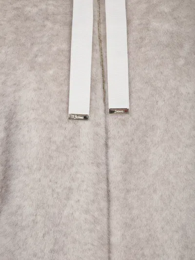 Herno Relaxed-fit Grey Jacket With Plush Texture And Hood In Gray