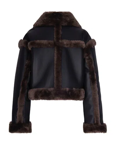 Stand Studio Cropped Oversized Shearling Jacket With Double-breasted Closure In Multi