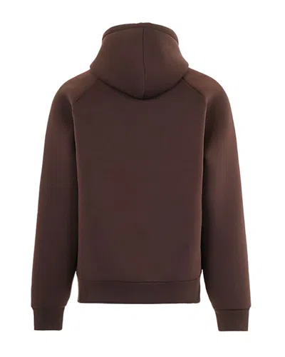 Carhartt Heavyweight Hooded Jacket With Adjustable Hood And Ribbed Cuffs In Brown