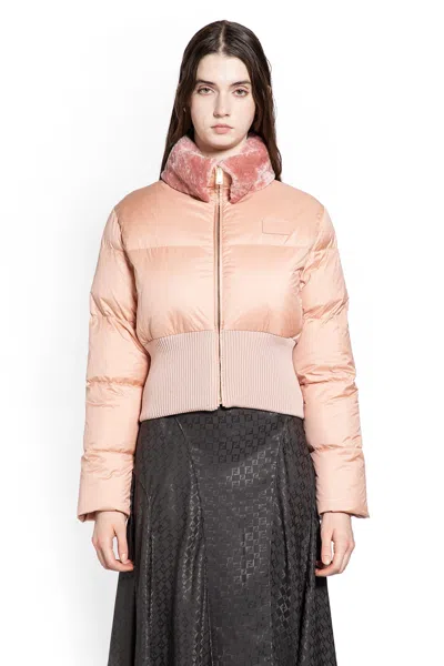 Fendi Women Technical Fabric And Shearling Down Jacket In Multi