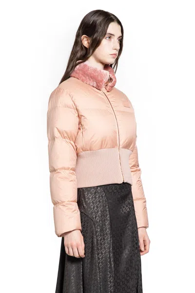 Fendi Women Technical Fabric And Shearling Down Jacket In Multi