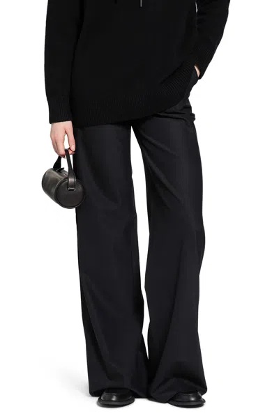 Max Mara Wool Twill Drawstring Trousers In Black