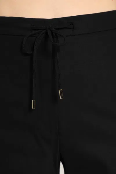 Max Mara Wool Twill Drawstring Trousers In Black
