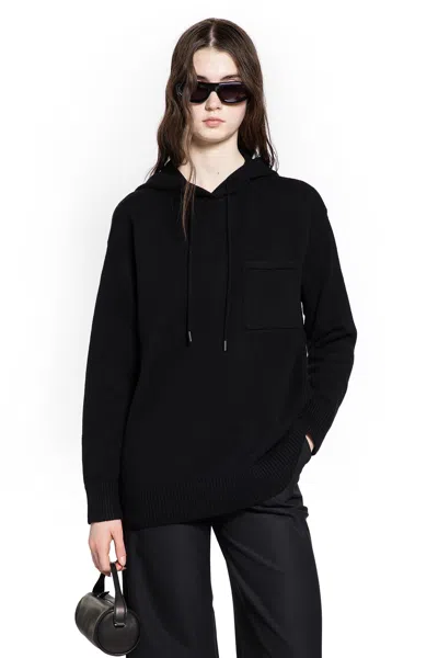 Max Mara Wool And Cashmere Hooded Sweater In Black