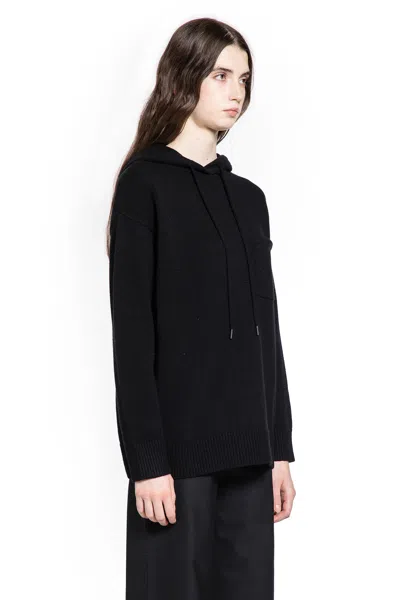 Max Mara Wool And Cashmere Hooded Sweater In Black